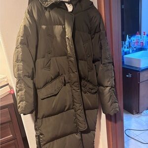 Olive Green Korean brand fashion Hooded down Puffer Coat